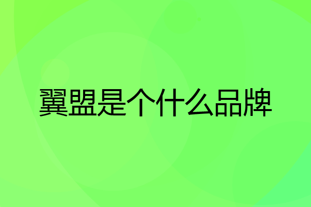 翼盟是个什么品牌，这个品牌怎么样？