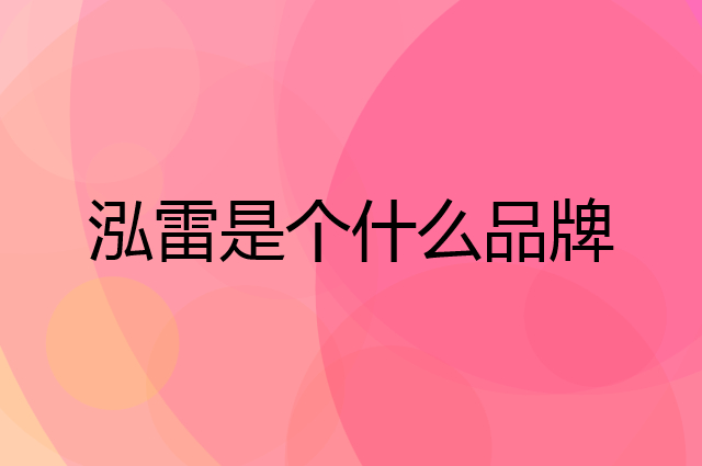 泓雷是个什么品牌，这个品牌怎么样？