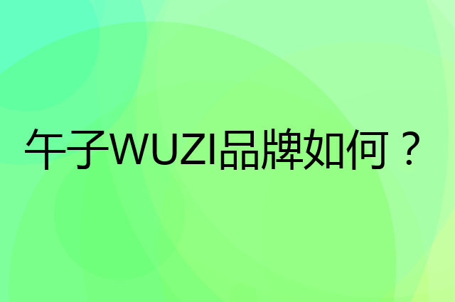 午子 WUZI是个什么品牌，这个品牌怎么样？