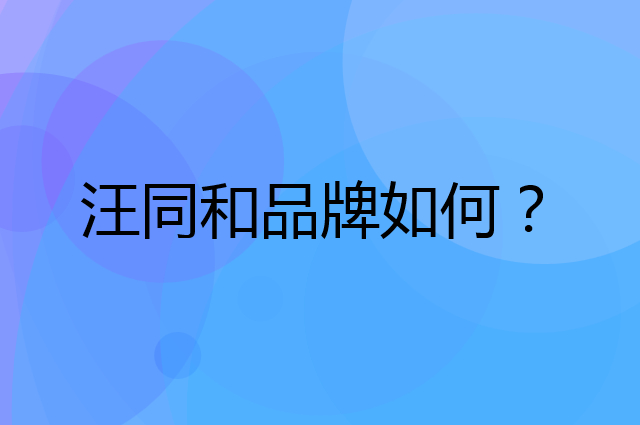 汪同和是个什么品牌，这个品牌怎么样？